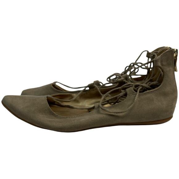BCBGeneration Tan Faux Suede Lace Up Ballet Flats Women's Size 7 - Picture 4 of 6